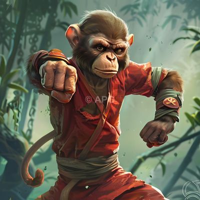 Kriegerischer Affe in der Dschungelumgebung